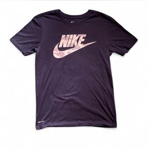 Nike Men's Black Tee with Camouflage Logo